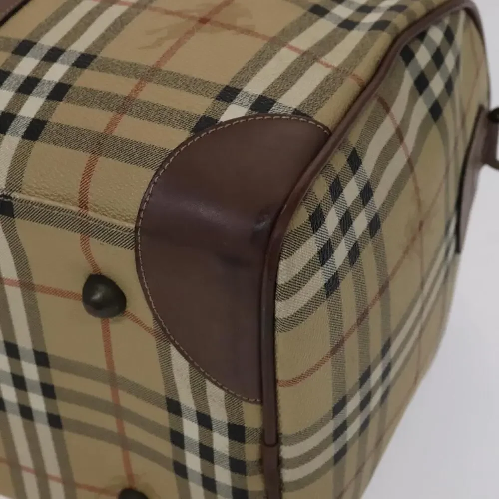 Burberry Nova Check Boston Bag Pvc Leather Beige